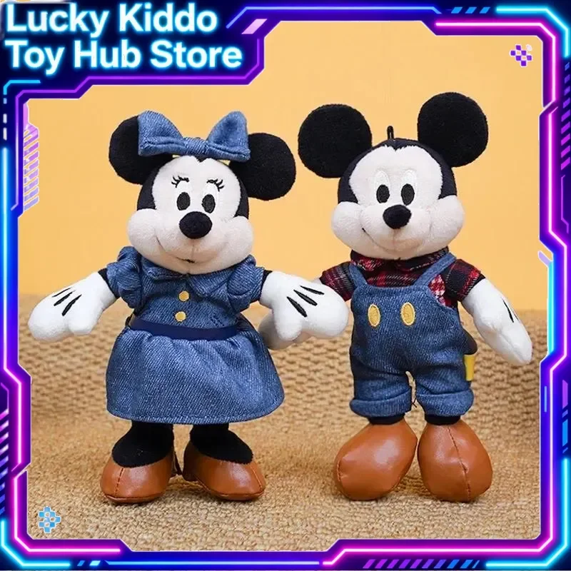 

Плюшевый брелок Disney Potdemiel Микки Маус в джинсовых комбинезонах и клетчатой рубашке, мягкая игрушка-кукла, подвеска для сумки, кулон для рюкзака, подарок для любителей аниме