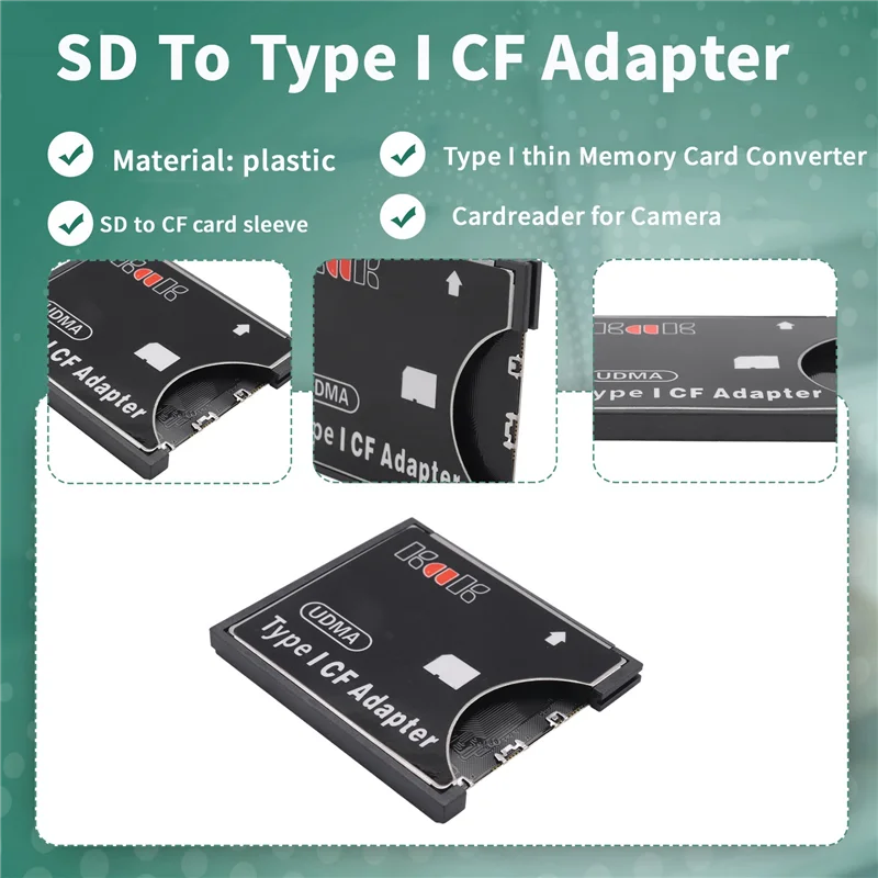 Y14A SD Naar Type I CF Adapter SDHC SDXC MMC Naar Type I CF Adapter Type I Dunne Geheugenkaart Converter Voor Camera