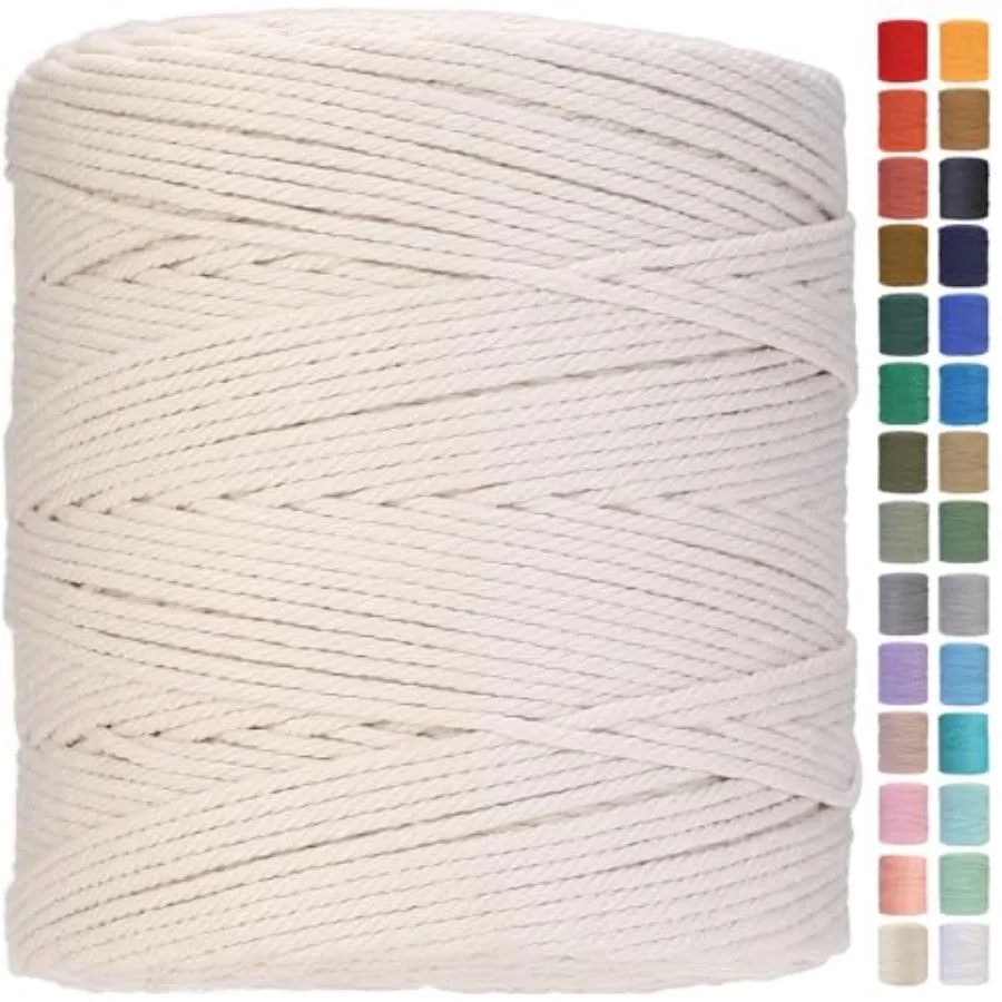

Cotton Macrame Cord 4mm 547yards Natural Colored Macrame Supplies Soft Craft Cotton Rope for Plant Hanger Wall Hanger Dreamcatc