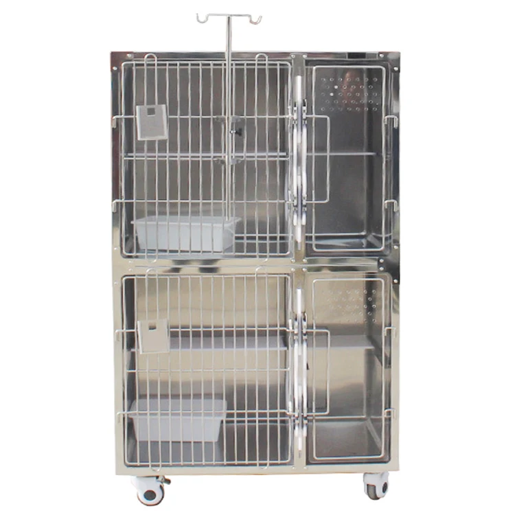 LIZE Heavy Duty Stainless Steel Double-Layer High-End Cat Cages Pet Cat Inpatient Cage Veterinary Clinic Cage