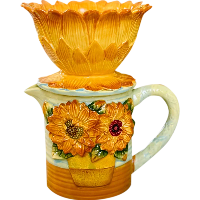 Ceramic cup sunflower creative personality trend literary oil painting style hand pour coffee filter cup