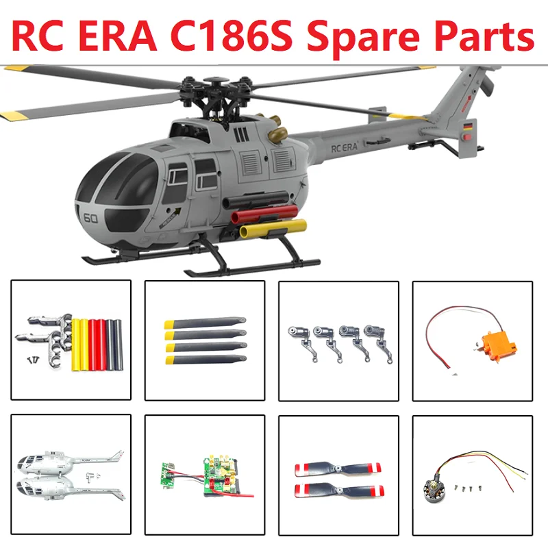 RC ERA C186S BO105 RC Hubschrauber Ersatzteile Hauptrotor Landegestell Bürstenloser Motor Gehäuselager Taumelscheibe Servo