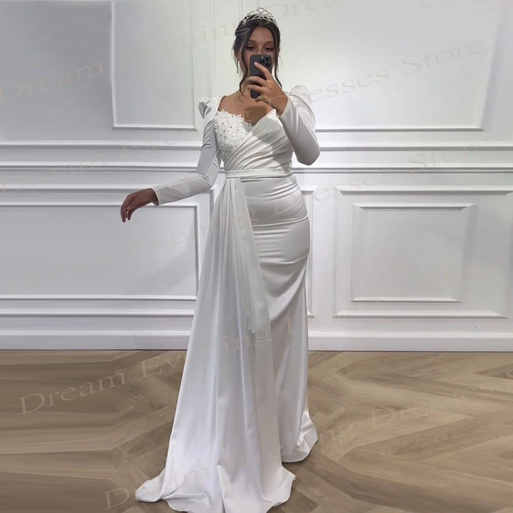 AZOLE-Robe de Soirée de Forme Sirène pour Femme, Tenue de Bal de Forme Moderne, à Manches sulfet Col en V, en Clip, Style Charmante, Disponible en Blanc, 123