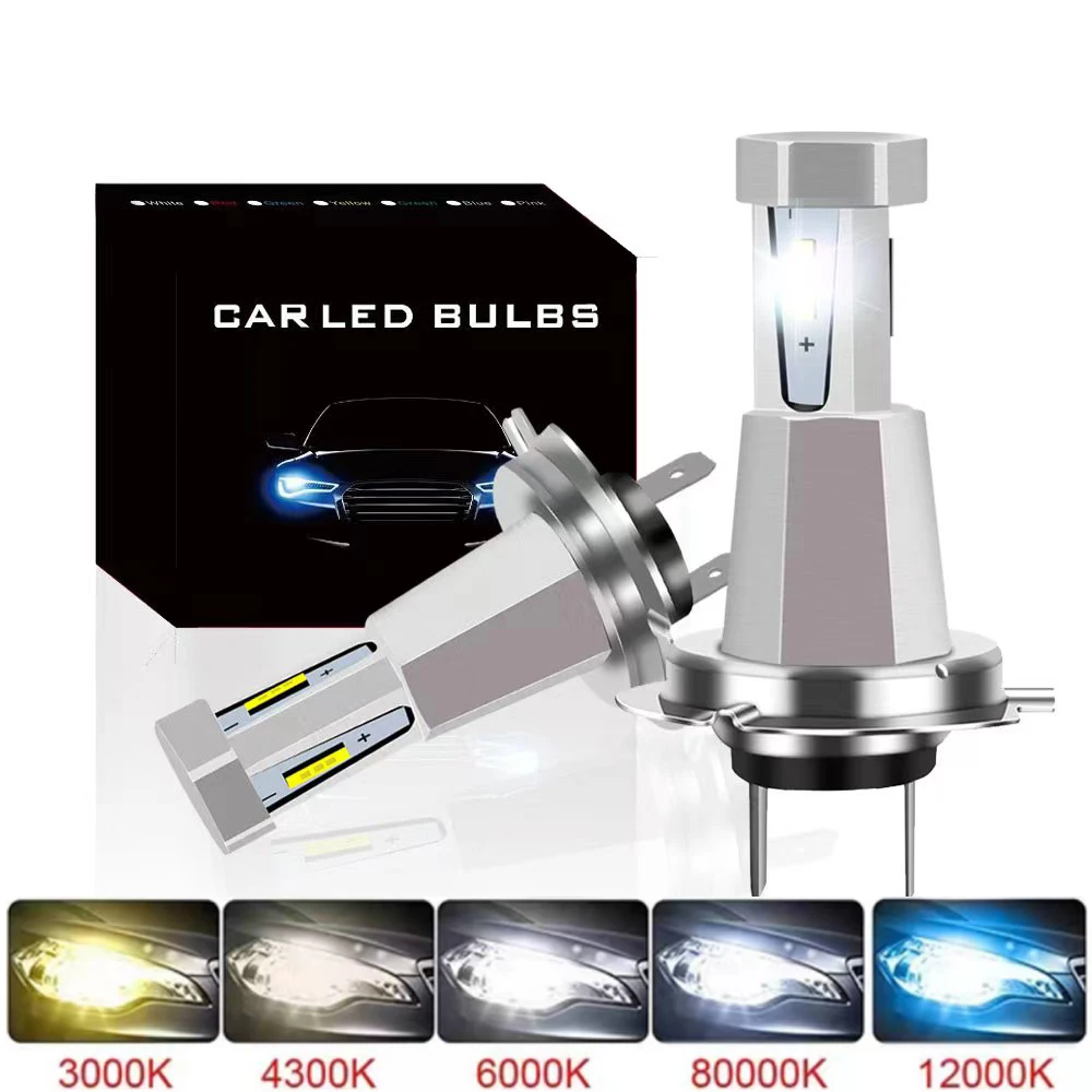 2Pcs New 3sides H7 H4 LED Headlight Bulb Wireless 80W 30000LM 6500K CSP For Car Headlamp Auto Diode Lamps Turbo 12V Automobile