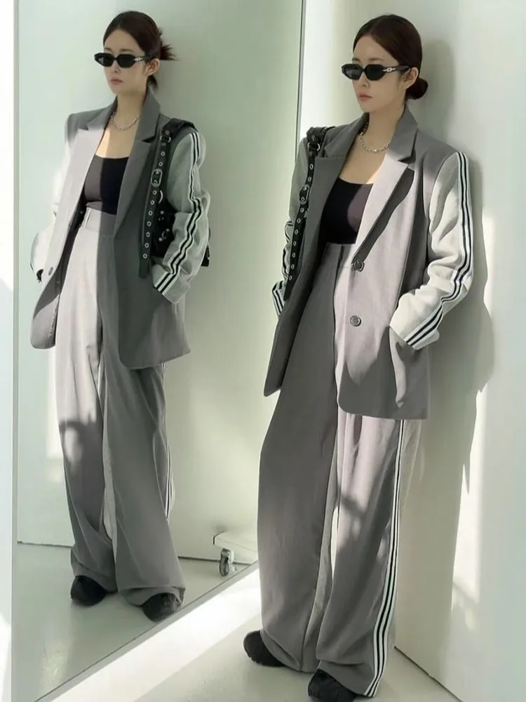 Conjunto de terno f e manga crida solto t terno de duas peças roupa casual para primavera e outono te...
