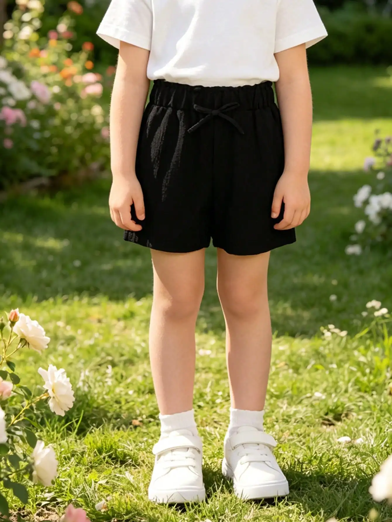 3-teiliges Set: Leichte, atmungsaktive Shorts für Kleinkinder (2-11 Jahre) mit elastischem Bund und Schleifendekor – Sommerliche Freizeitshorts für den Alltag – Detail 4