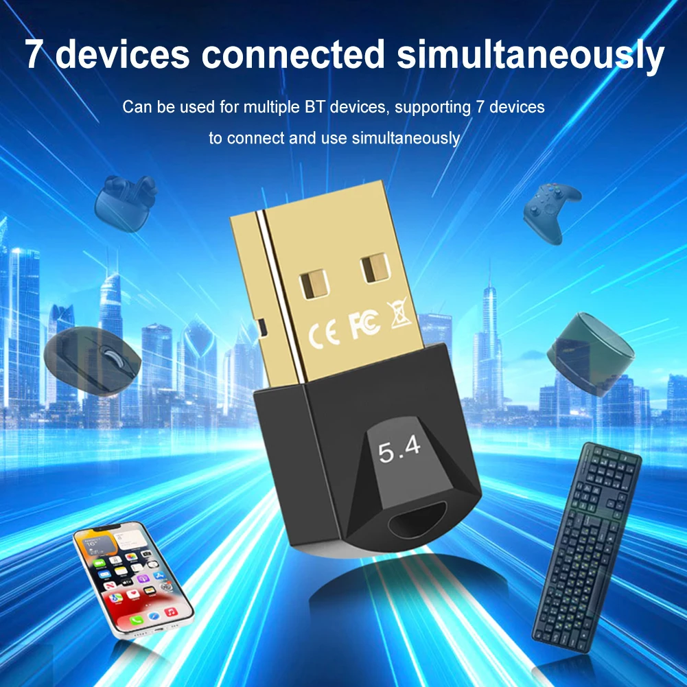 USB Bluetooth 5.4 Adapter Transmitter Bluetooth Receiver Audio Bluetooth Dongle Wireless USB Adapter for Computer PC Laptop