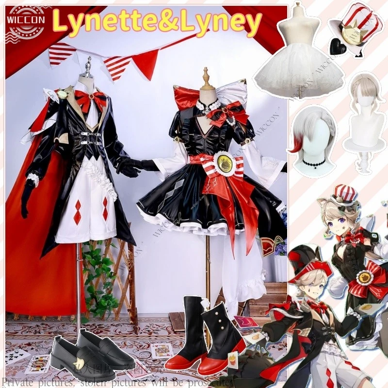 Lynette/Lyney Game Genshin Impact Costume New Style Fashion Lovely Uniform Halloween Party RolePlay Black Dress Co-kfc Fontaine