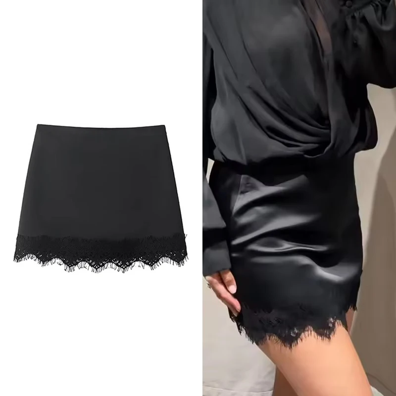 Women's Mini Skirt 2025 New Fashion Lace Hem Elegant Sexy Short Skirts For Women Commuting Personality Party Skorts