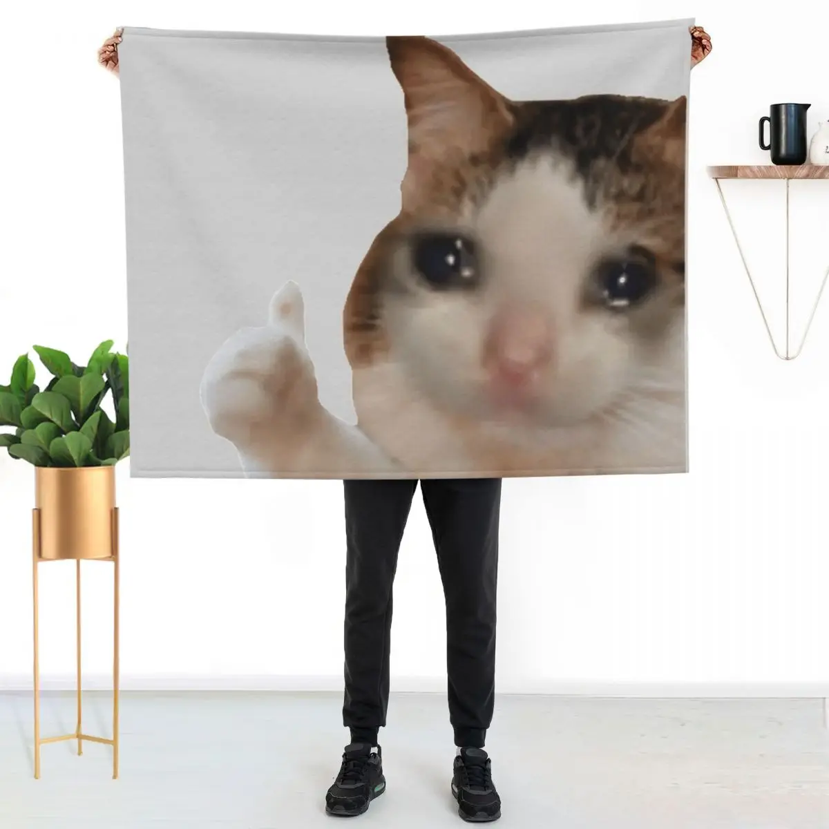 Cat meme Throw Blanket Color Fast Cozy Throw Blanket