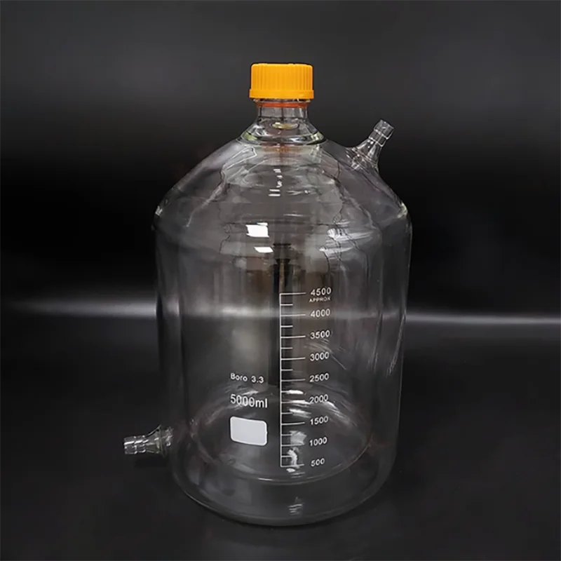 High borosilicate double-layer yellow cap wire reagent bottle cylindrical flat bottom thread flask GL45mm