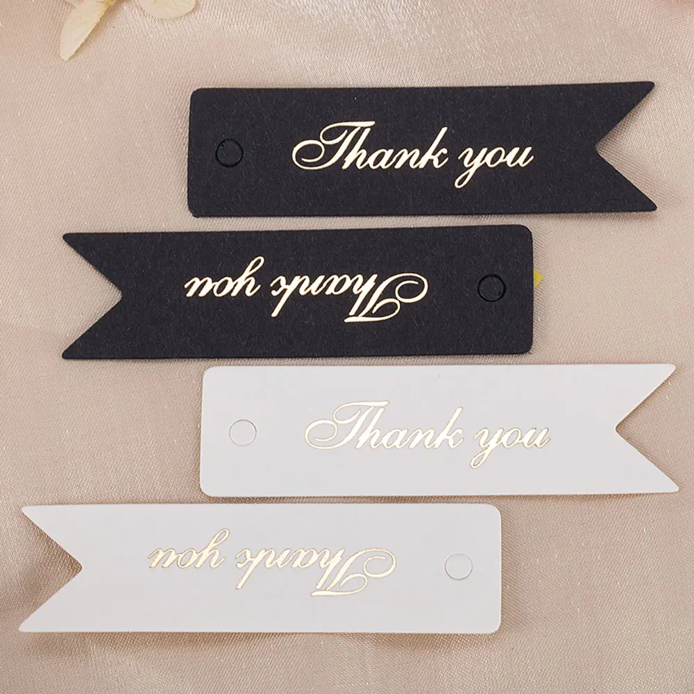 

50pcs Thank You Hang Tags Kraft Paper Card Black White Labels for Handmade Jewelry Packing Retail Price Tag Gift Wrapping