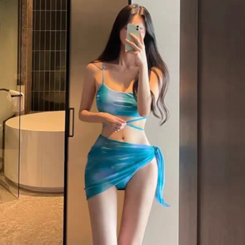 

Женский купальник-бикини, комплект из футболки Pure Desire, сексуальный купальный костюм с маленькой грудью и сборками, пляжный купальный костюм для горячих источников