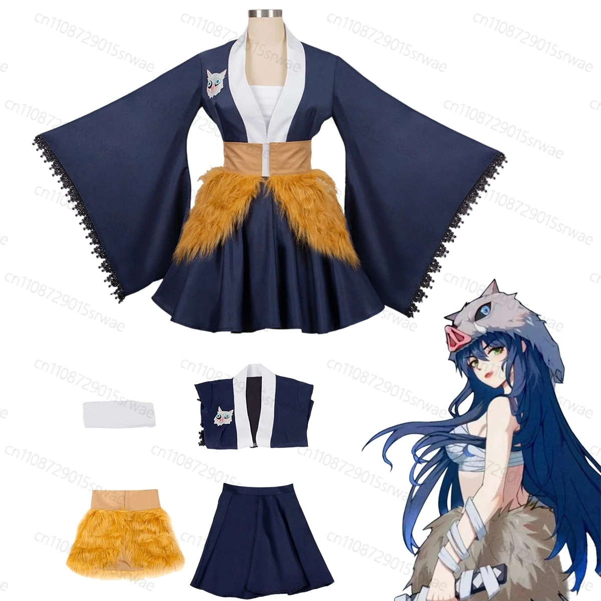 

Adult Anime Demon Killer Cosplay Costumes Hashibira Inosuke for Women Costumes Dress Play Clothing Uniform Vestido Suit Role