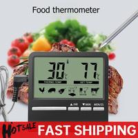 Large LCD Digital Kitchen Food Meat Cooking Thermometer for BBQ Grill Oven Smoker Cooking Baking Alarm Timer