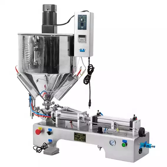 Pneumatic Piston Paste Machine For Beverages Oil Chocolate Honey Cream Hot Juice Sauce Jam Jar Fillers Stirring Mixing Hopper