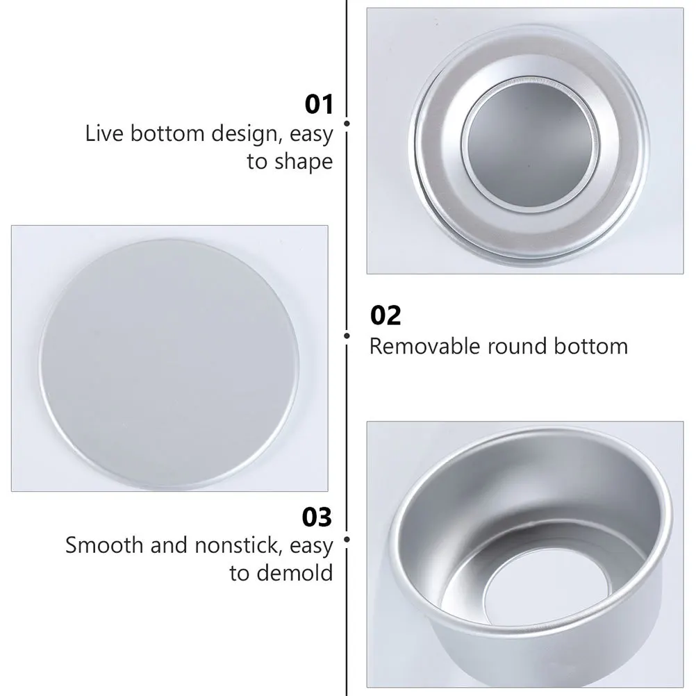 

2pcs Anodized Aluminum Live Bottom Cake Pan Inch Non-Stick Baking Mold For Chiffon Cake Detachable Oven Tray Microwave