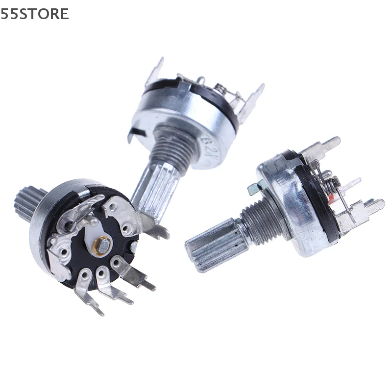 5Pcs RV17 With Switch Potentiometer Handle Length 15mm 5Pin B1K 2K 5K 10K 20 50K