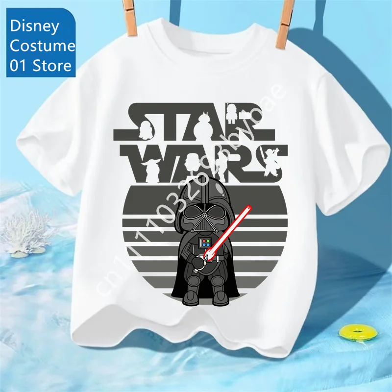 Camiseta de algodón con estampado de Star Wars The Mandalorian Grogu para niños, camiseta de algodón para niños y niñas, informal, suave, transpirable, para uso diario