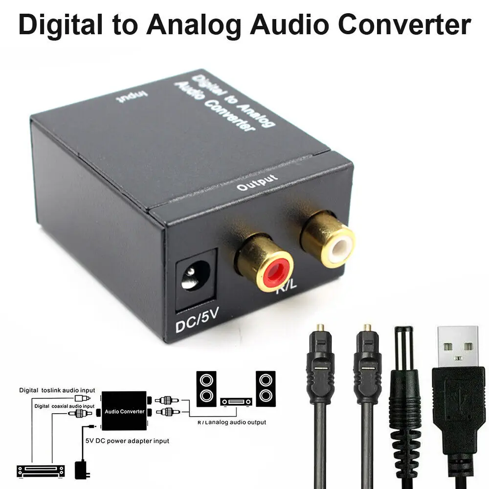 

Coaxial or Toslink Digital Audio Optical Coax to Analog RCA L/R Audio Converter Adapter for Computer Laptop