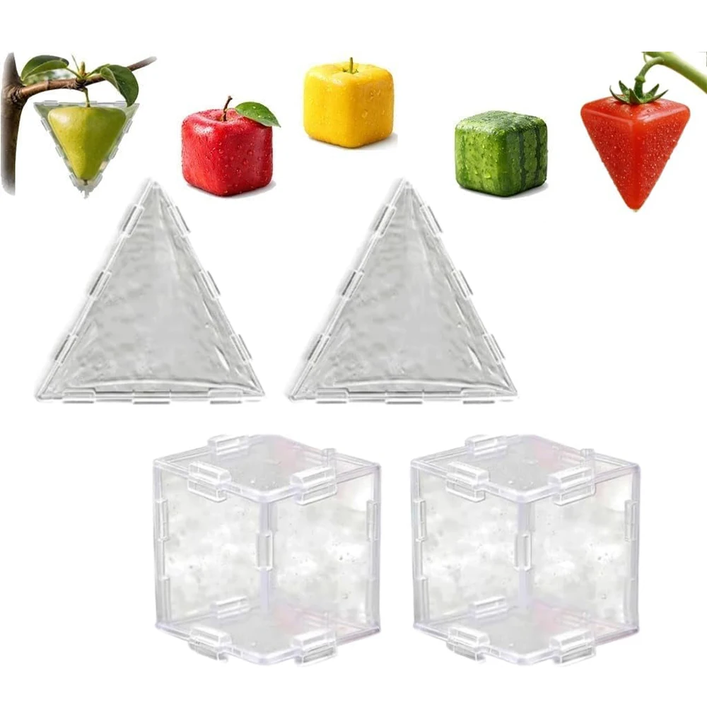 Mini Cube Triangle Fruit Shaping Mold Reusable Transparent Plastic Strawberry Tomato Growing Styling Tool Garden DIY