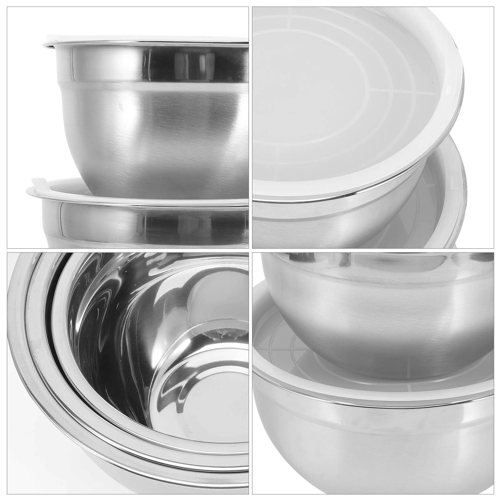 

3 Pcs Mixing Bowl Set Stainless Soup Bowls Serving with Lids Ramen Noodle Steel Spaghetti