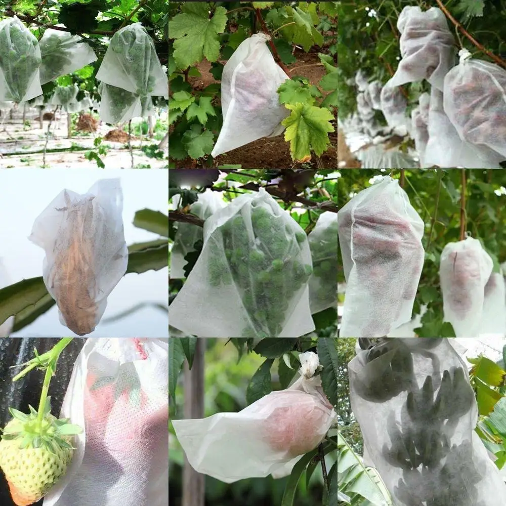 50Pcs Garden Fruit Protection Bags For Grapes Mesh Bags Against Insect Pest Bird Proof Drawstring Plant Net Bags view 6