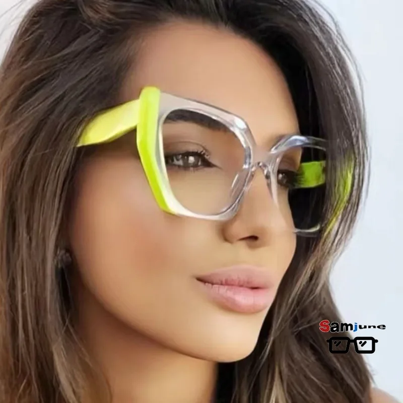 Samjune Modische Cat-Eye-Brillengestelle für Damen, Markendesigner, Luxus, Anti-Blaulicht-Computerbrille, Damenbrillen