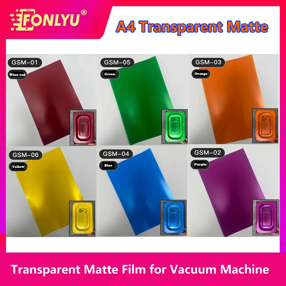 FONLYU 60pc A4 Transparent Vacuum Coating Wrap Film for Mobile Phone Stickers Full Cover Heat Shrink Color Change Back Skins