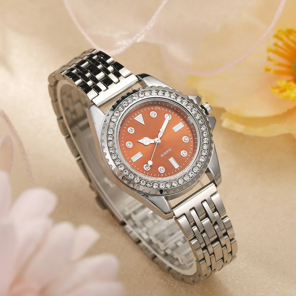 Fashion Ladies Silver Simple Full Diamond English Watch 2023 New Brand Women's Stainless Steel Clock Luxury Dress Watches