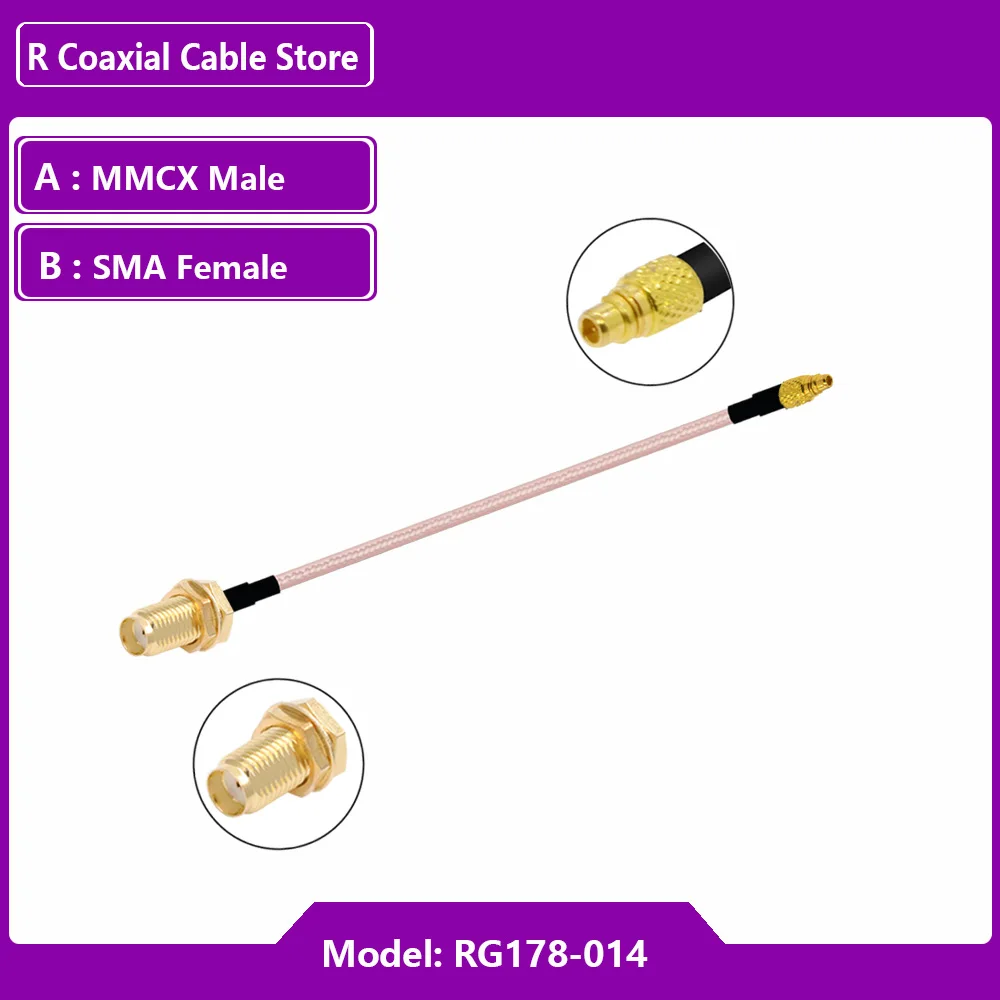 10PCS/LOT SMA to MMCX Cable RP-SMA / SMA Female to MMCX Male Straight 180°/ Right Angle 90° PLUG RG178 Pigtail RF Coaxial Jumper