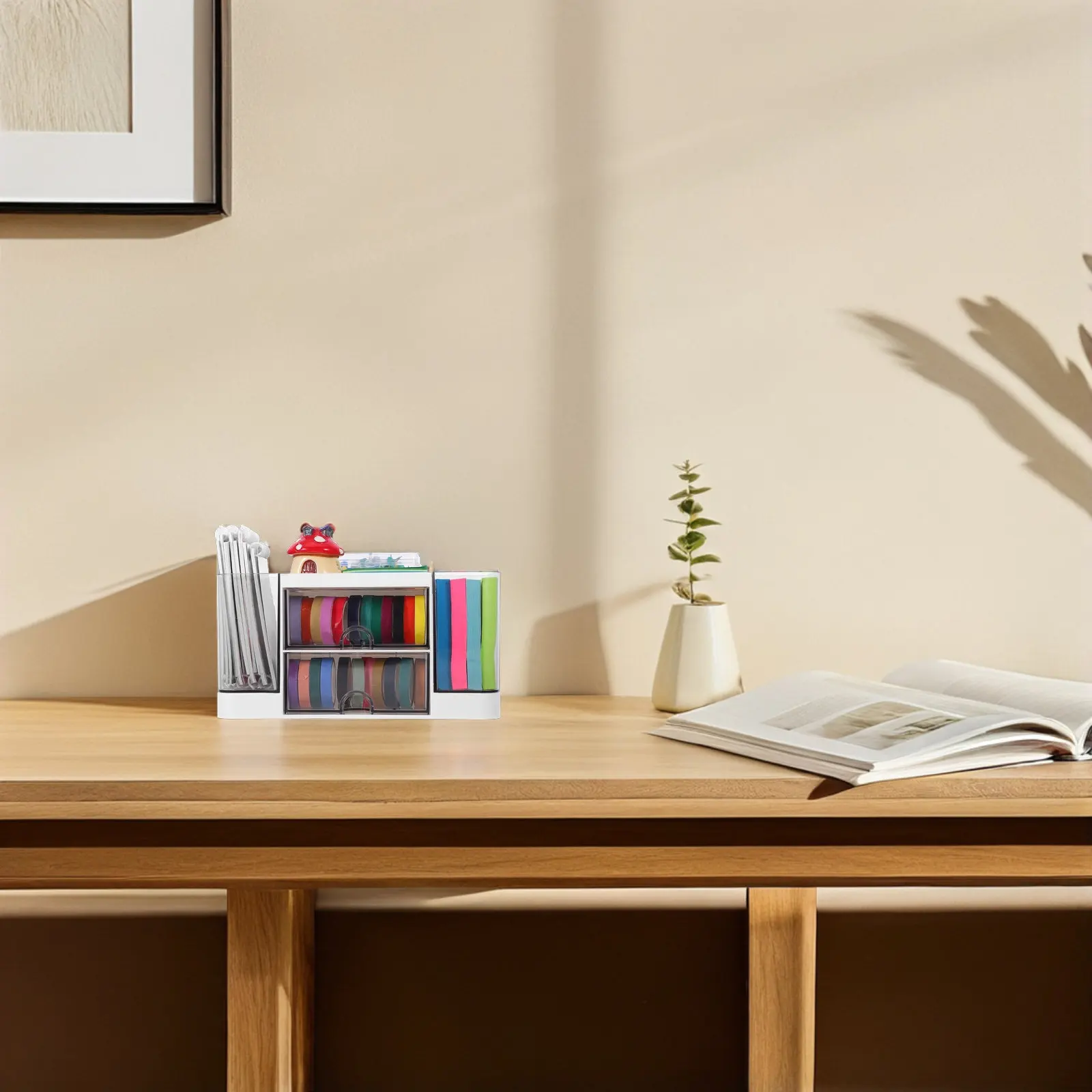 

Прозрачный настольный органайзер для хранения, вместительный пластиковый ящик, держатель для канцелярских принадлежностей, органайзер для ручек для офиса, дома, школы