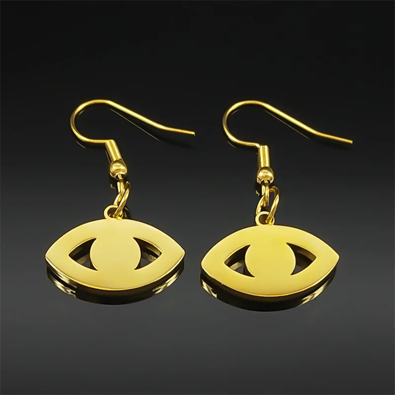 Vintage Crystal Evil Demon Eye Dangle Earrings for Women Stainless Steel Gold Color Drop Earring Jewelry Party Gift E8329 image 4