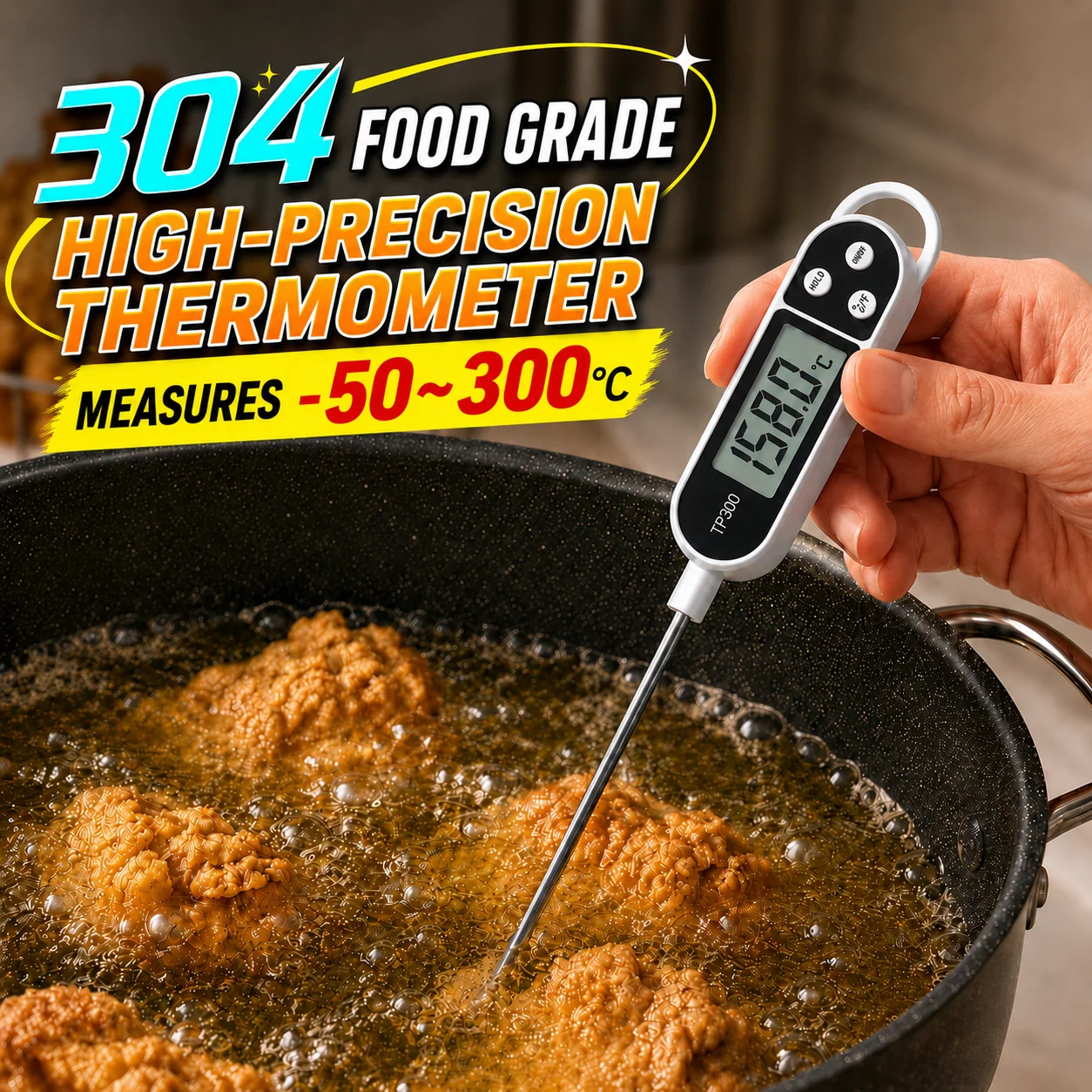 Food Thermometer TP300 Digital Kitchen Water Oil Thermometer for Meat Cooking Food Probe BBQ Electronic Oven Kitchen Tools