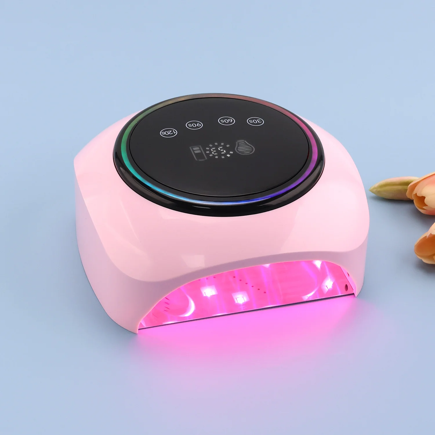 Draadloze cure-nagellamp 98W manicure oplaadbare batterij nageldroger voor het uitharden van polijsten 30 stuks roze LED's