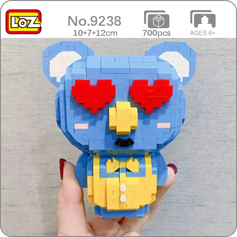 

LOZ 9238 Animals World Yellow Overalls Koala Red Heart Eyes Pet Doll Mini Diamond Blocks Bricks Building Toy For Children No Box