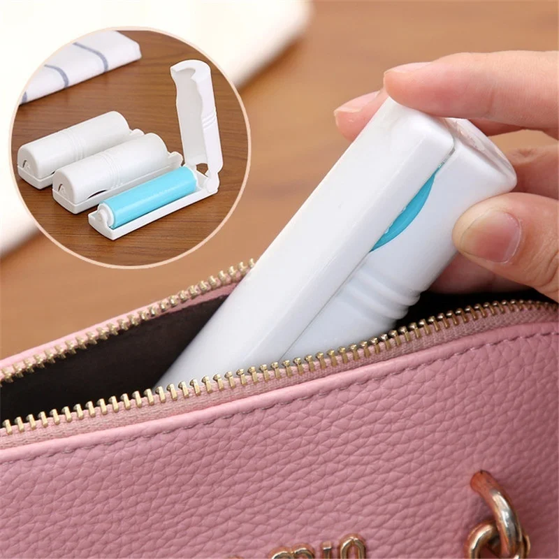 Sticky Portable Clothes Lint Roller with Cover Washable Dust for Wool Sheets Fluff Pet Hair Cleaning Tools Home