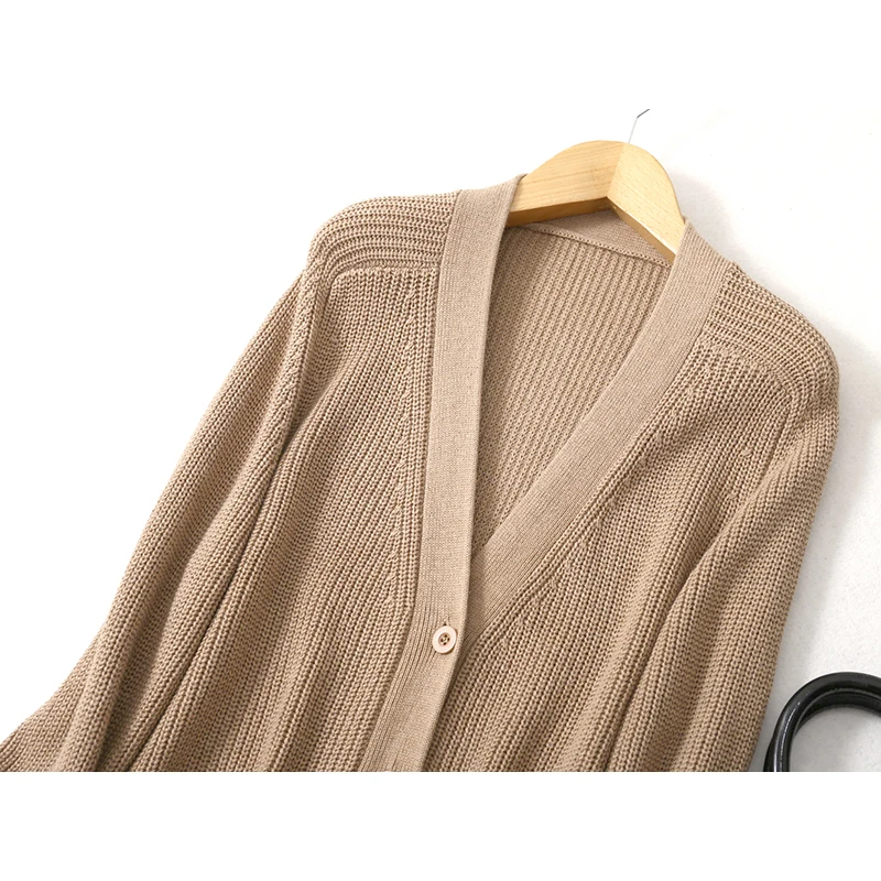 Women's Cardigan Sweaters Fall Open Front Button Down Long Sleeve V Neck Casual Chunky Knit Outerwear Coats with Pockets