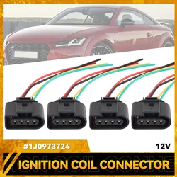 4PCS 4 Wire Ignition Coil Repair Connector Pigtail Harness Wiring 1J0973724 For VW MK5 MK6 Jetta Rabbit Golf Audi A4 SKODA SEAT