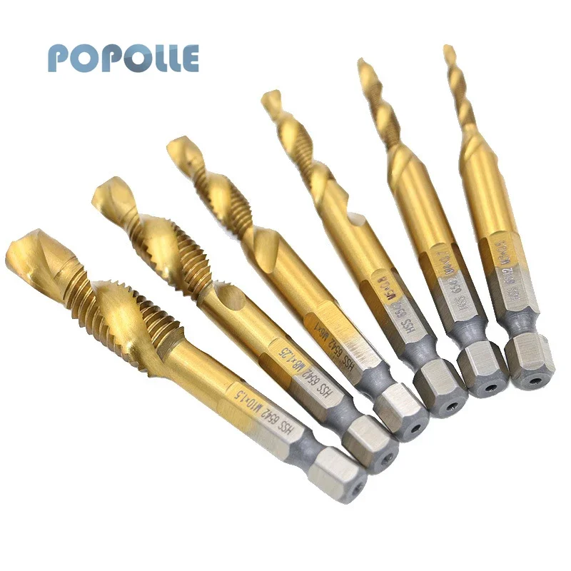 

M3 -M10 Metric Tap Drill Bit HSS 6542 Metal Steel Spiral Tap Drill Bit Set Hexagon Shank Quick Change Suitable for Power Tools