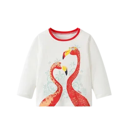 Jumping Meters 2-7T Autumn Spring Girls T Shirts Unicorn Print Fashion Children's Clothing Long Sleeve Baby Wear Blouse Shirts