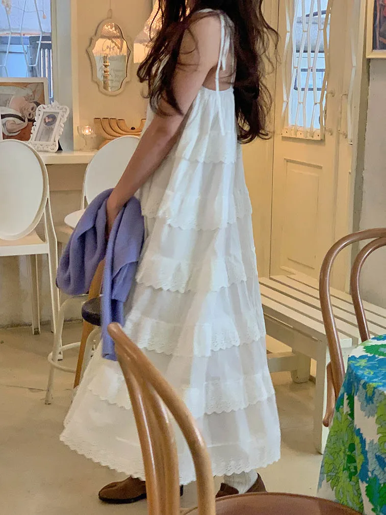 فستان طويل أنيق بلون واحد بدون حمالات، فستان صيفي راقٍ بياقة مربعة، فستان وصيفة الشرف عصري متعدد الطبقات للنساء