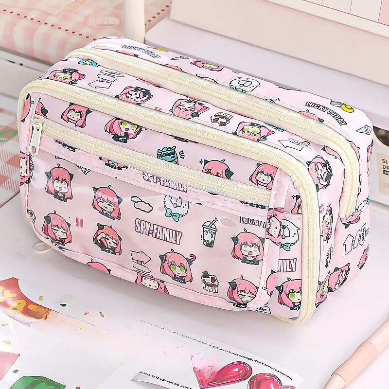

Spy×Family Large Capacity Pencil Bag Kawaii Girls Heart Cartoon Ita Bag Multifunctional Stationery Pencil Case School Supplies