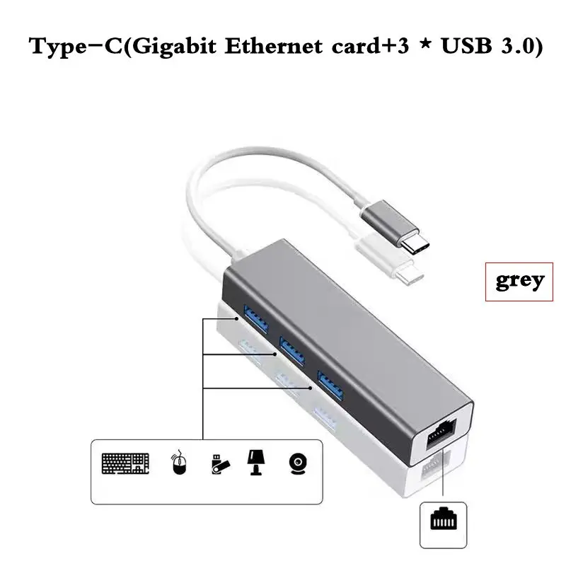 2.5G Network Card USB3.0 External Ethernet Adapter 2500M High-speed Type-C Gigabit Driver Free RJ45 Wired Ethernet Converter