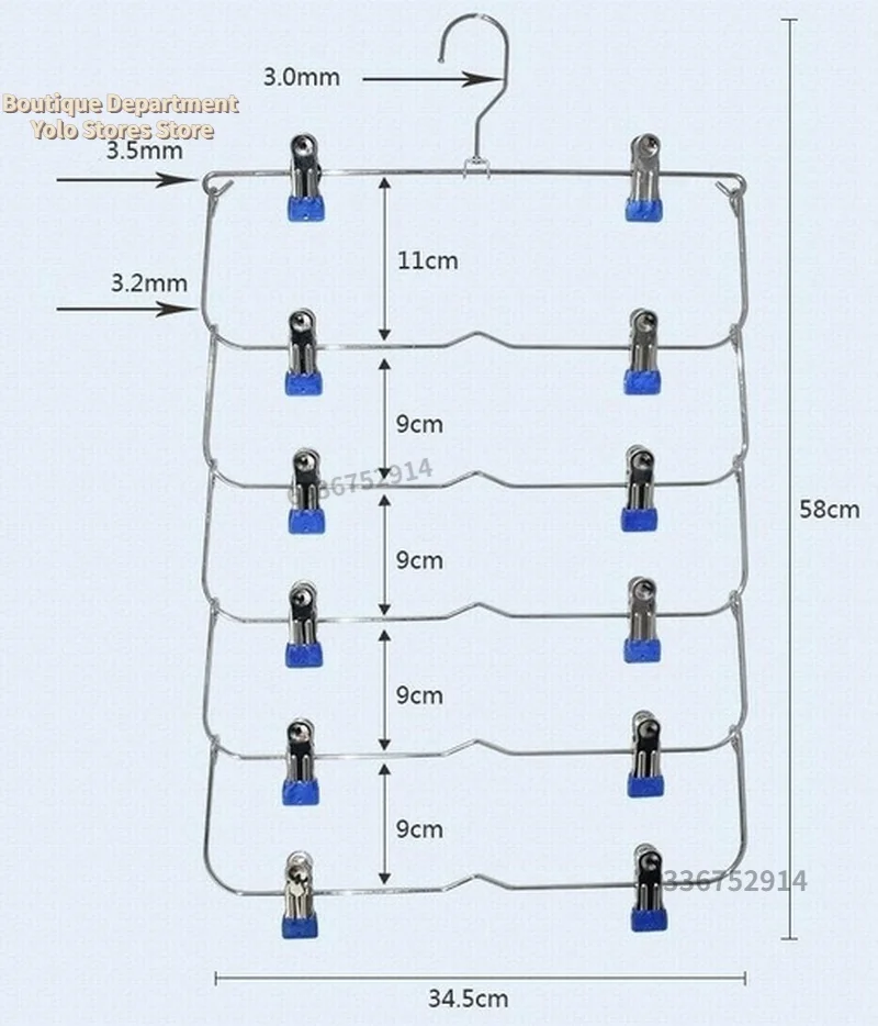 6 طبقات شماعات الملابس متعدد الطبقات تنورة بنطلون شماعات للسراويل غير قابلة للانزلاق شماعات معدنية مقاطع تخزين الملابس حامل أرفف