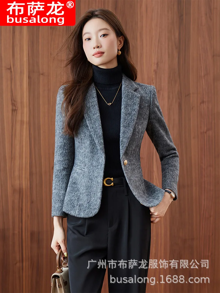 2025new elegante moda terno casual feminino manga longa blazer profissional formal jaqueta única workwear8660