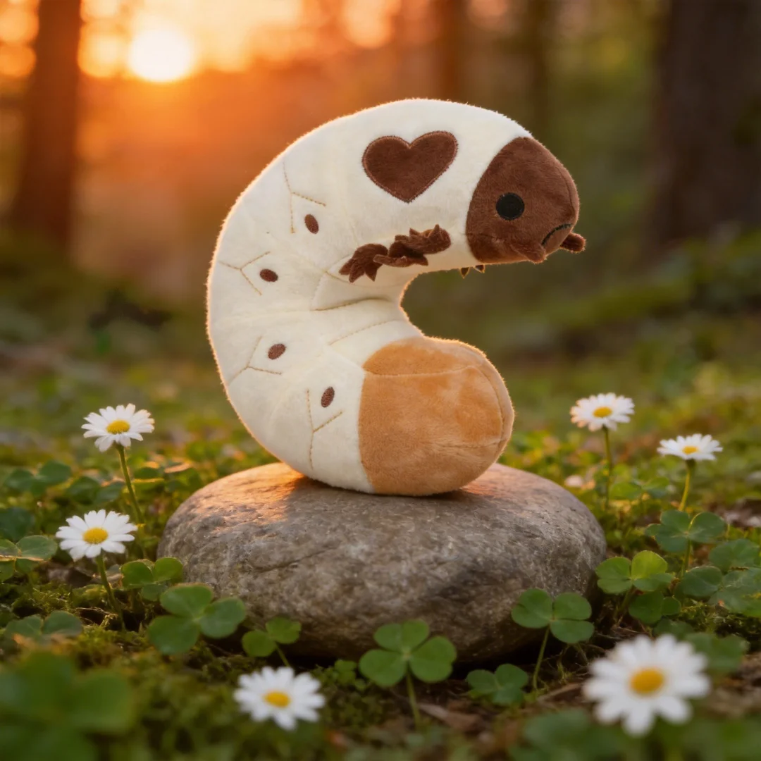 Cute Love Grub Plush Toy Soft Realistic Grub Stuffed Plushie Educational Birthday Holiday Gift for Kids Insect Lover Home Decor
