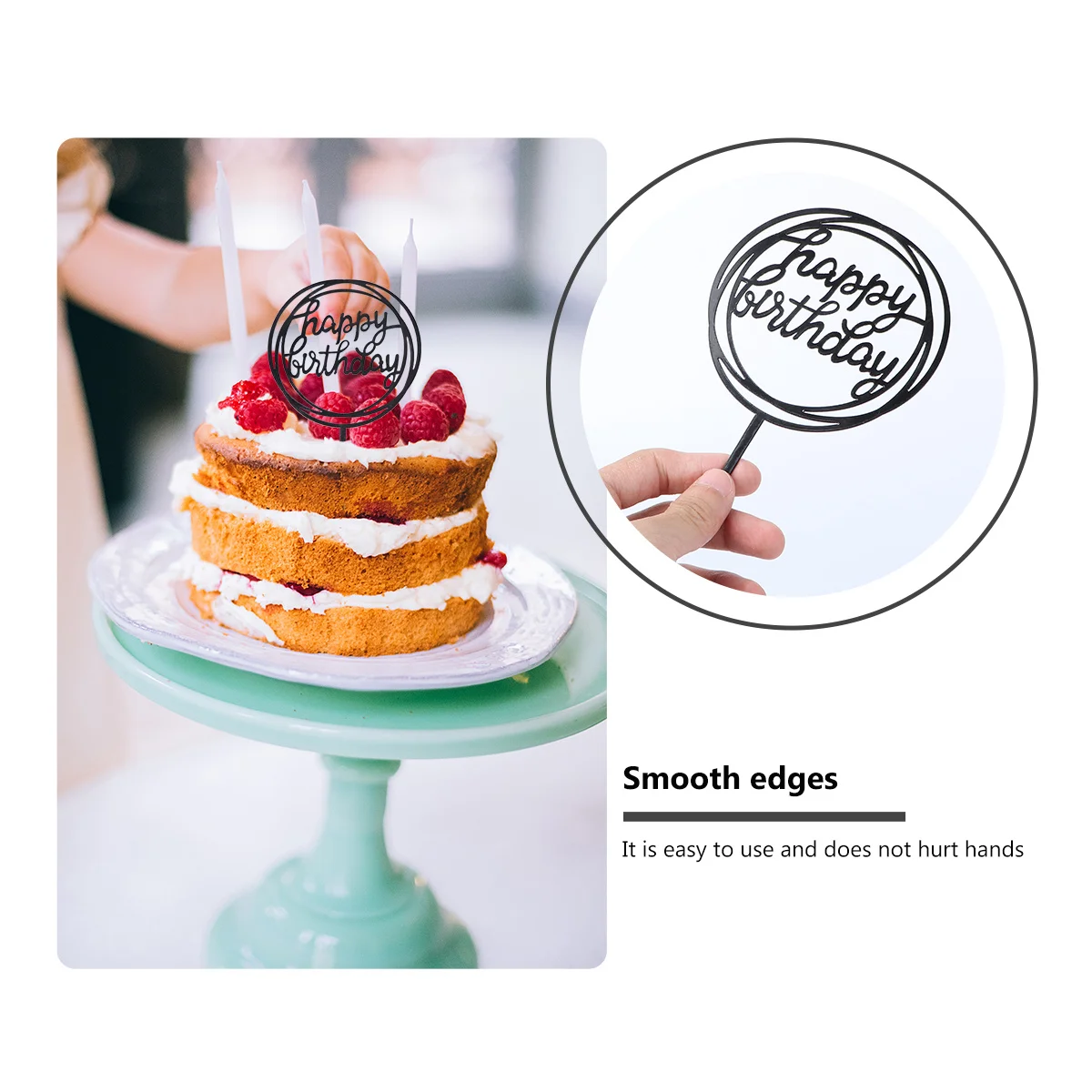 

Acrylic Cake Topper Birthday Multi-Circle Golden Party Decoration Funny Cupcake Picks Fruit Food Picks