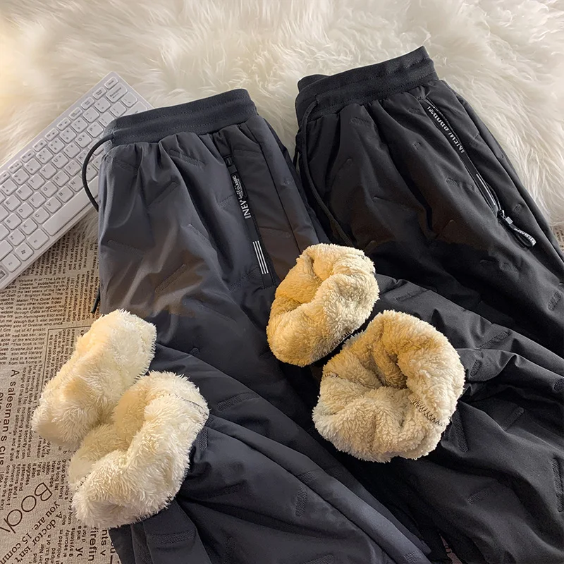 

Winter 2023 Extra Thick Lamb Fleece Ankle Banded Pants Casual Men's Cotton Trousers Windproof Warm Trousers 7XL