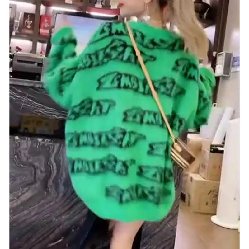 المرأة الكورية رسالة حجر الراين الشارع الشهير Y2K كبيرة الحجم شيك محبوك سترة الخريف الشتاء س الرقبة طويلة الأكمام البلوز تونك القمم